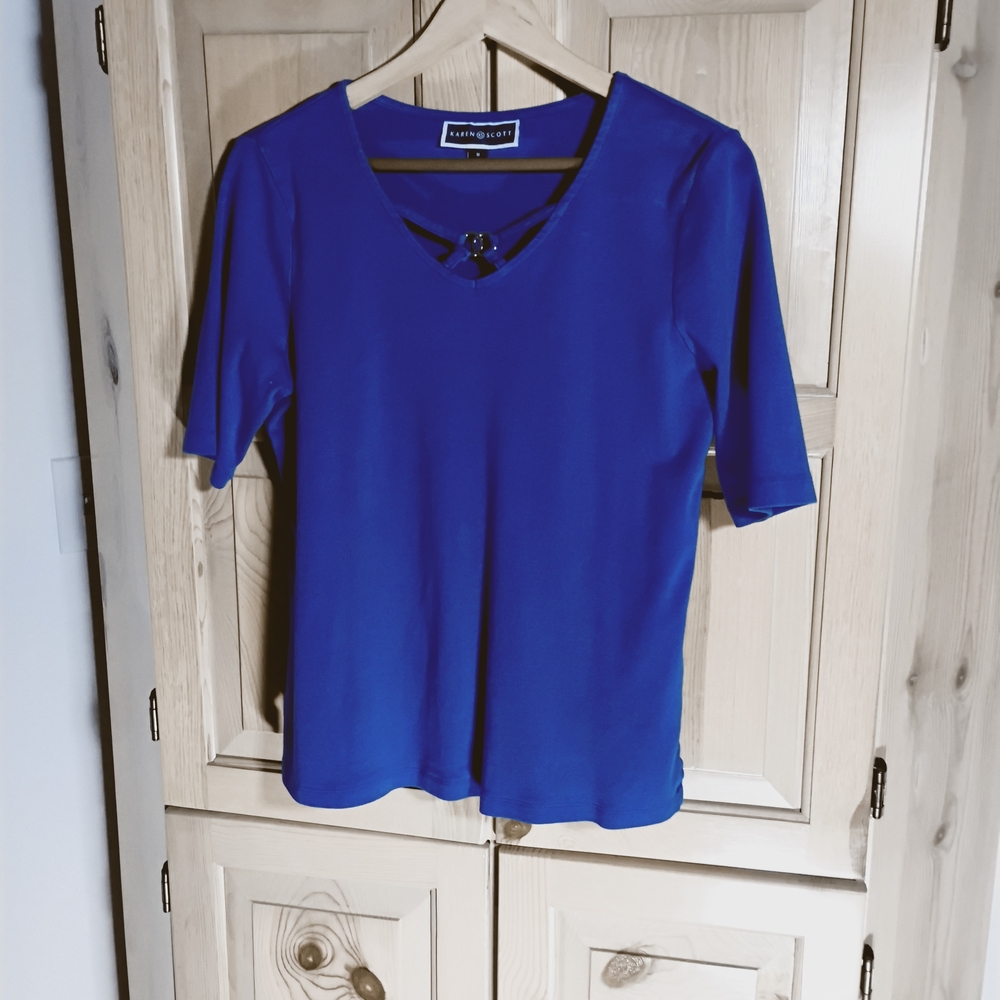 Karen Scott Royal Blue Short Sleeve Top